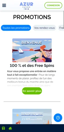 azur casino bonus et promotions